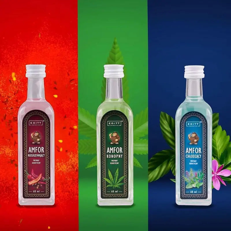 Cooling or warming herbal amfor oil for massage body ointment