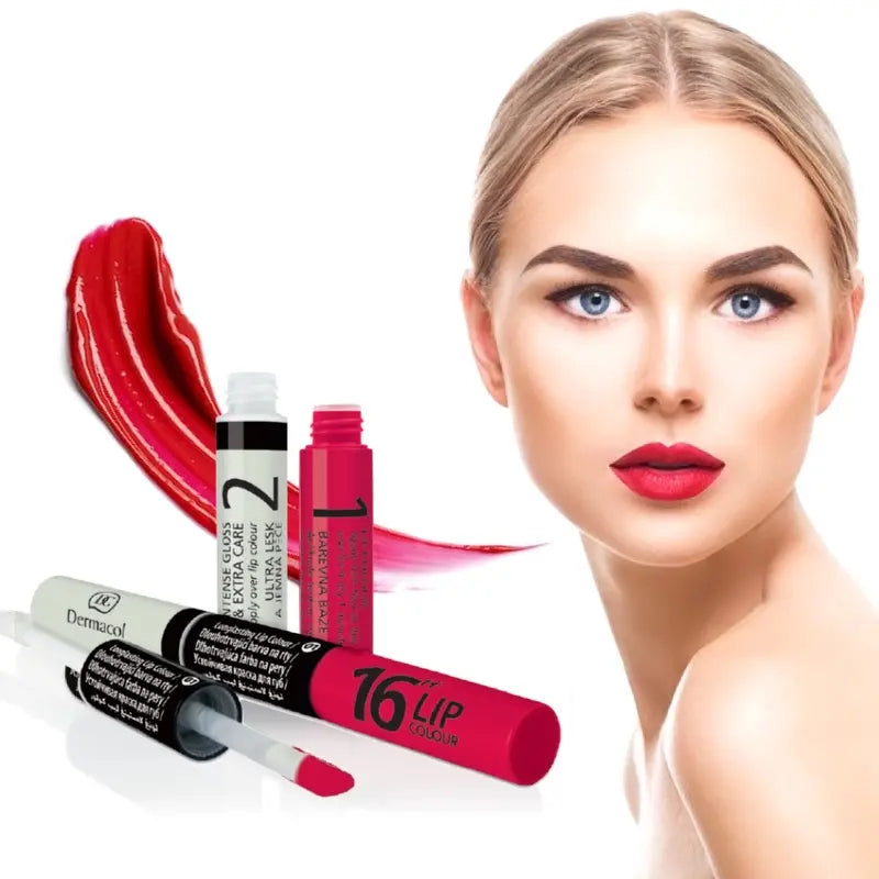 Dermacol 16H Lip Colour Long-Lasting Lipstick & Lip Gloss 2in1
