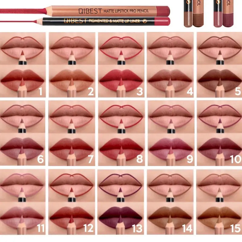 Matte lip liner and lipstick set On the lips