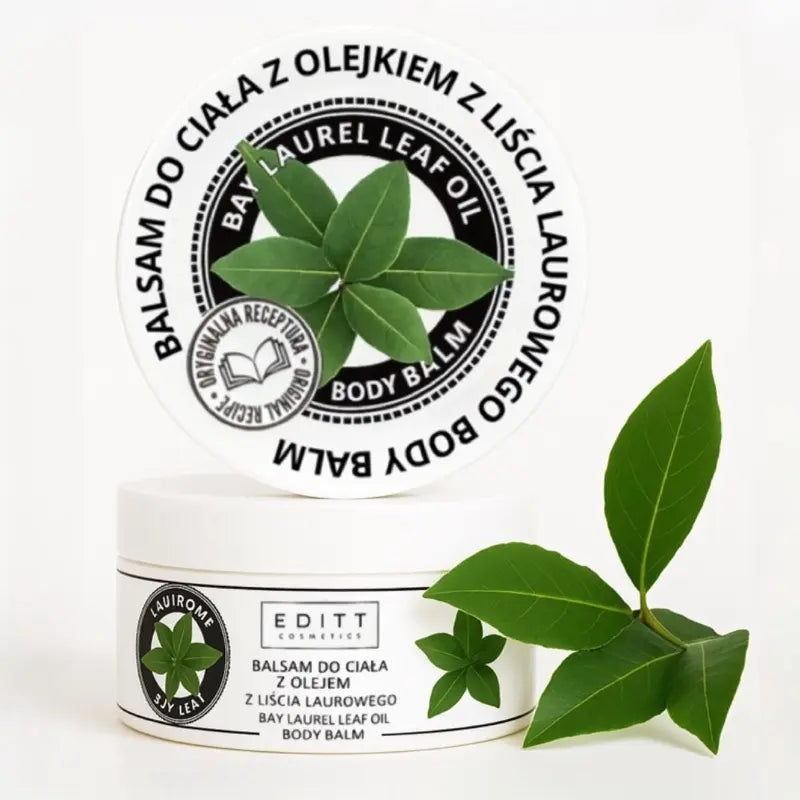 Bay laurel leaf oil body balm packaging