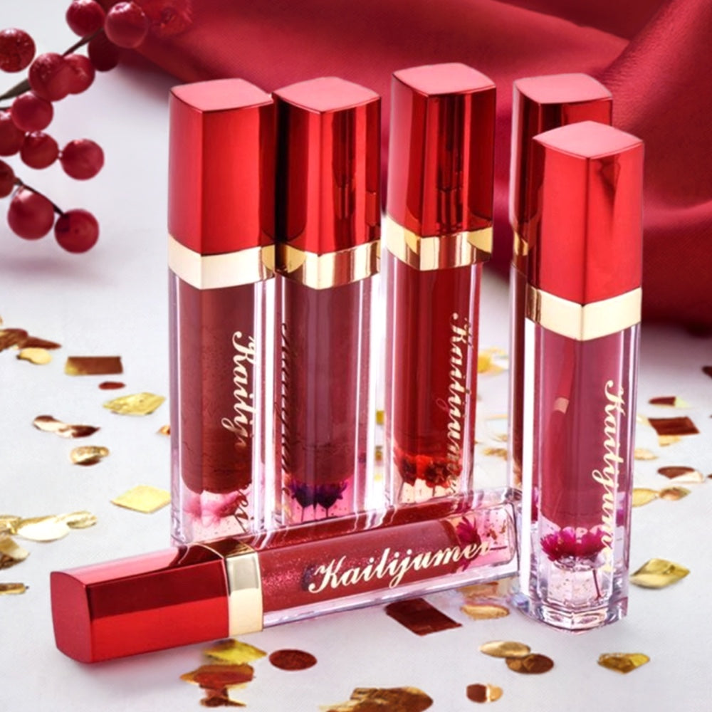 Plumping Lip Gloss Long-Lasting Magic Color Changing Makeup with Flower Inside