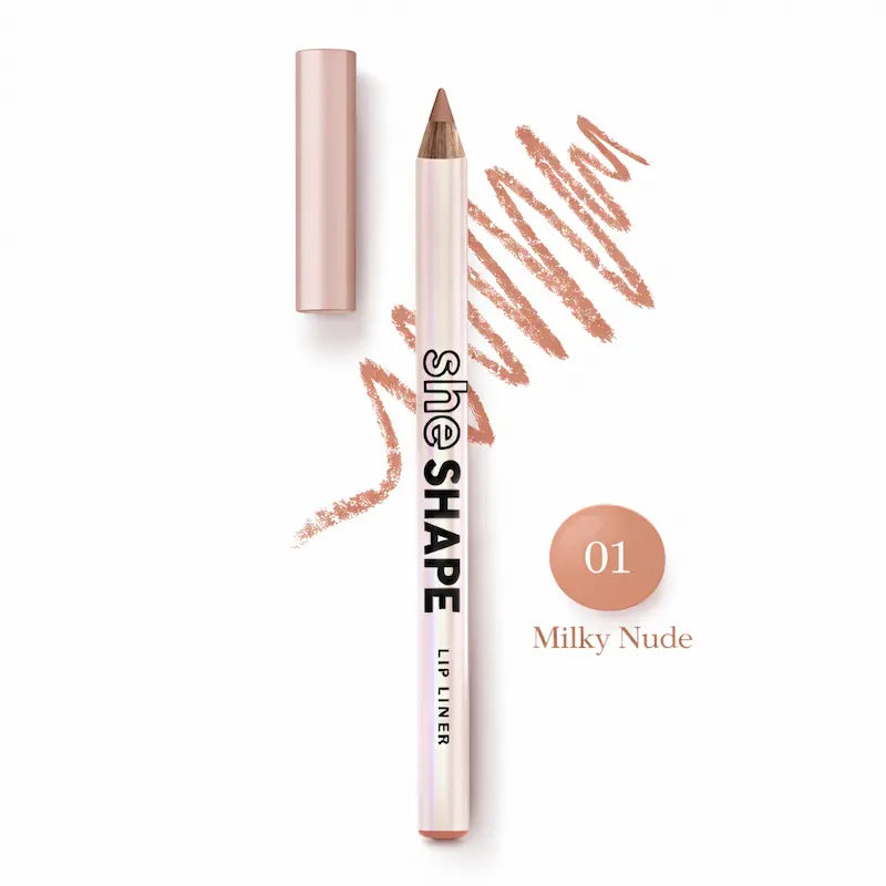 She Shape Lip Liner Pencil Long Lasting Lip Contour, Soft Creamy Formula Milky Nude