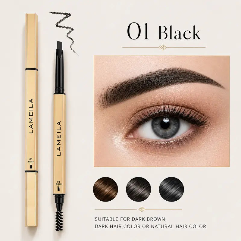 Eyebrow Pencil Waterproof Dual-Ended Brow Pen with Brush Smudge-Proof Sweat-Proof Long-Lasting Natural Brows