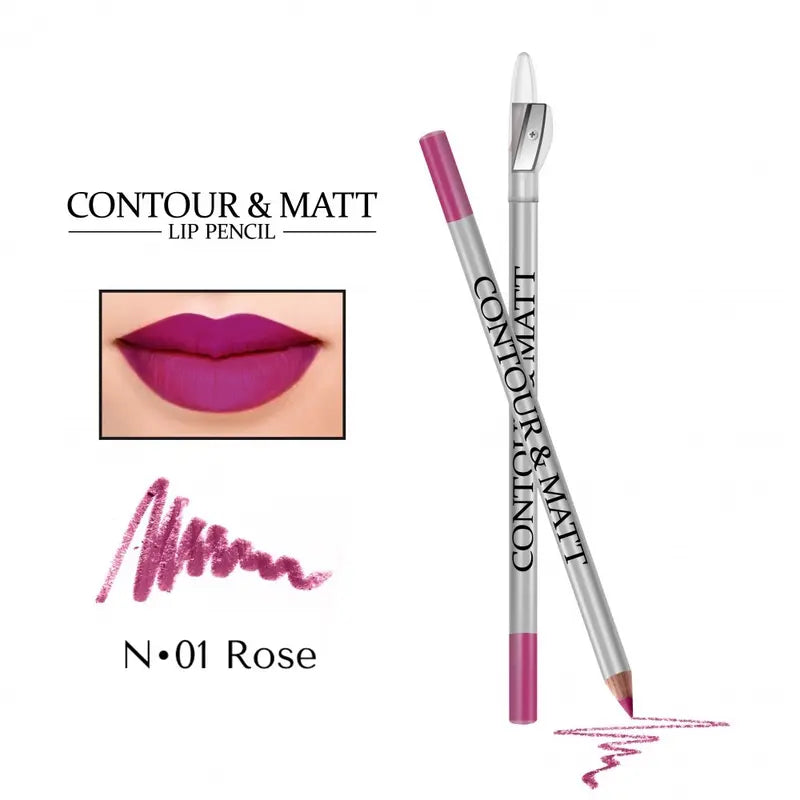 Waterproof Matte Lip Liner with Sharpener Long-Wear Contour & Definition Pencil