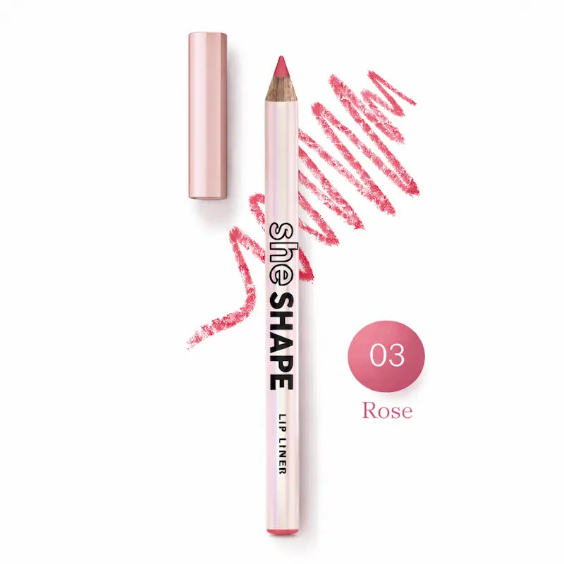 She Shape Lip Liner Pencil Long Lasting Lip Contour, Soft Creamy Formula Rose