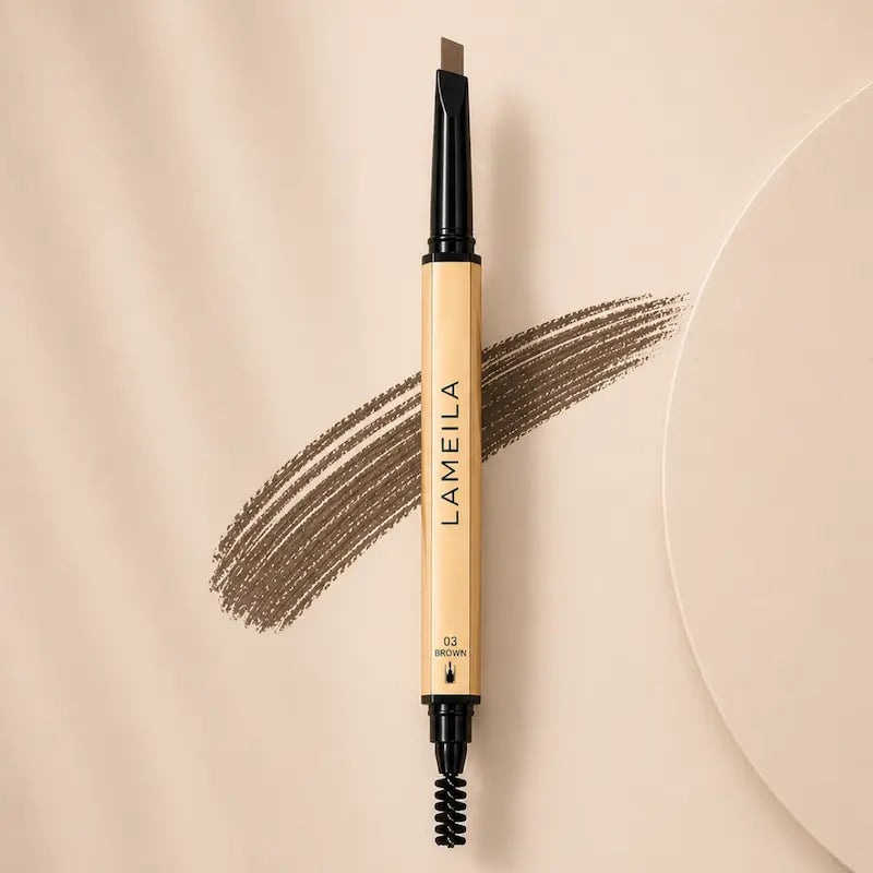 Brown Eyebrow Pencil Waterproof Dual-Ended Brow Pen with Brush Precision Angled Tip, Smudge-Proof, Sweat-Proof, Long-Lasting Natural Brows