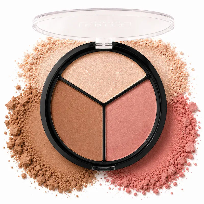 3 in 1 Face Contour Palette Highlighter Bronzer Blusher Makeup Kit Sculpt Define Highlight Glow