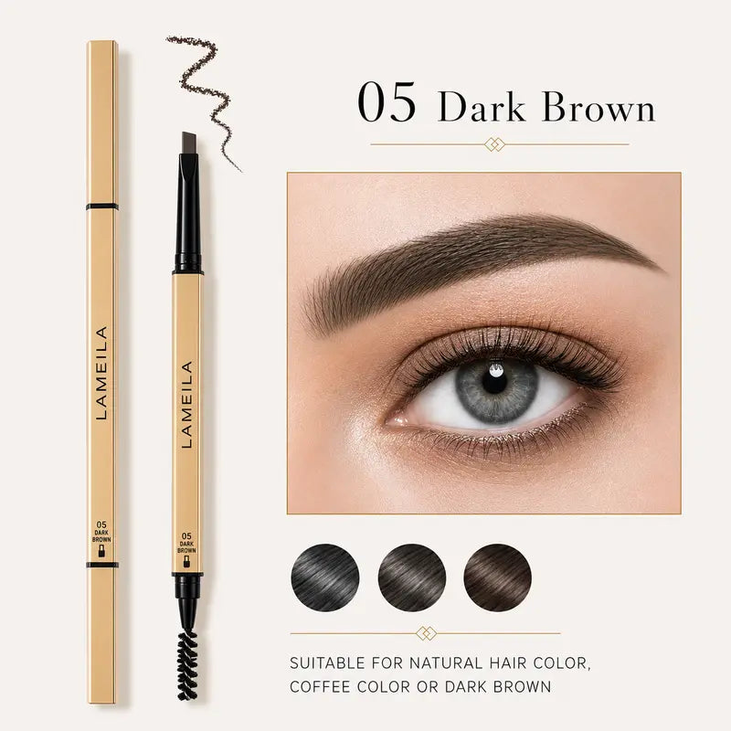 Eyebrow Pencil Waterproof Dual-Ended Brow Pen with Brush Smudge-Proof Sweat-Proof Long-Lasting Natural Brows