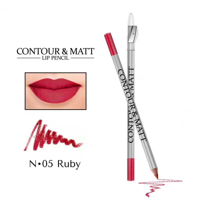 Waterproof Matte Lip Liner with Sharpener Long-Wear Contour & Definition Pencil