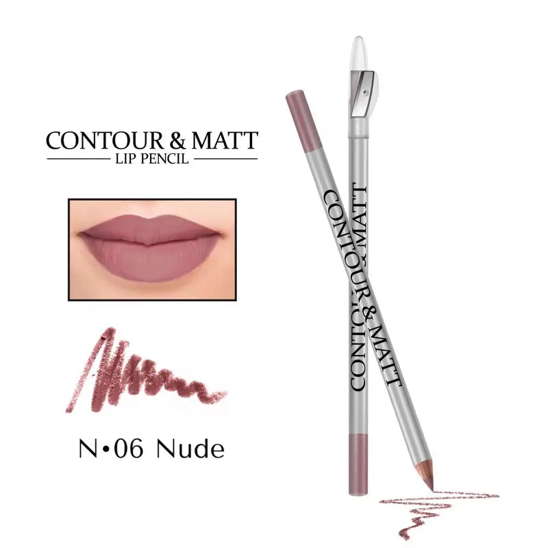 Waterproof Matte Lip Liner with Sharpener Long-Wear Contour & Definition Pencil