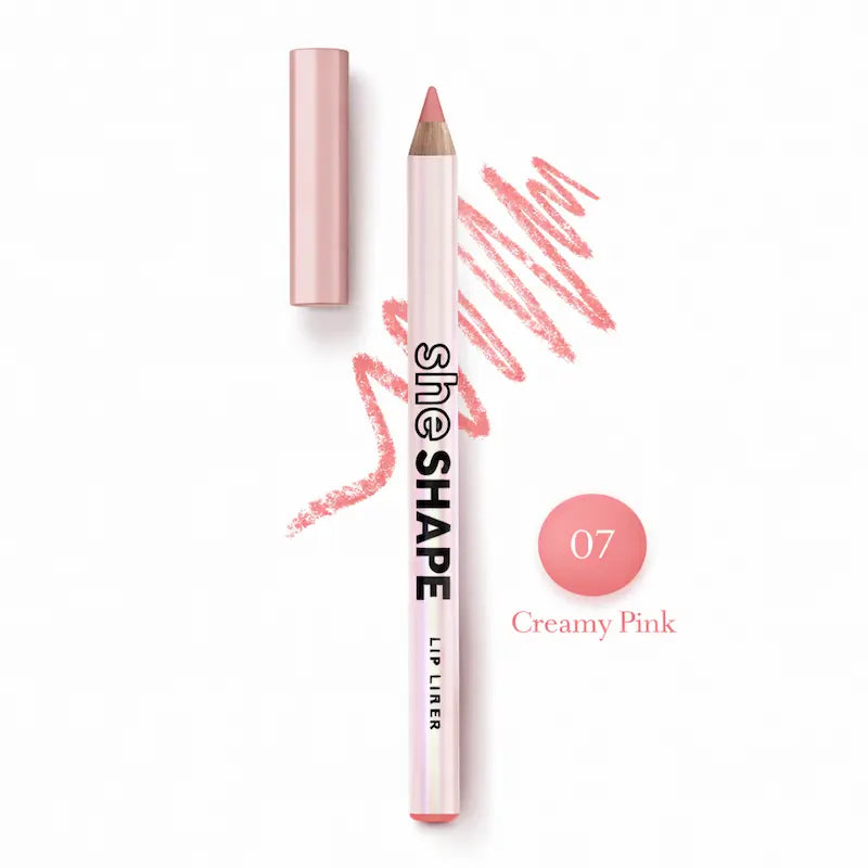 She Shape Lip Liner Pencil Long Lasting Lip Contour, Soft Creamy Formula Creamy Pink