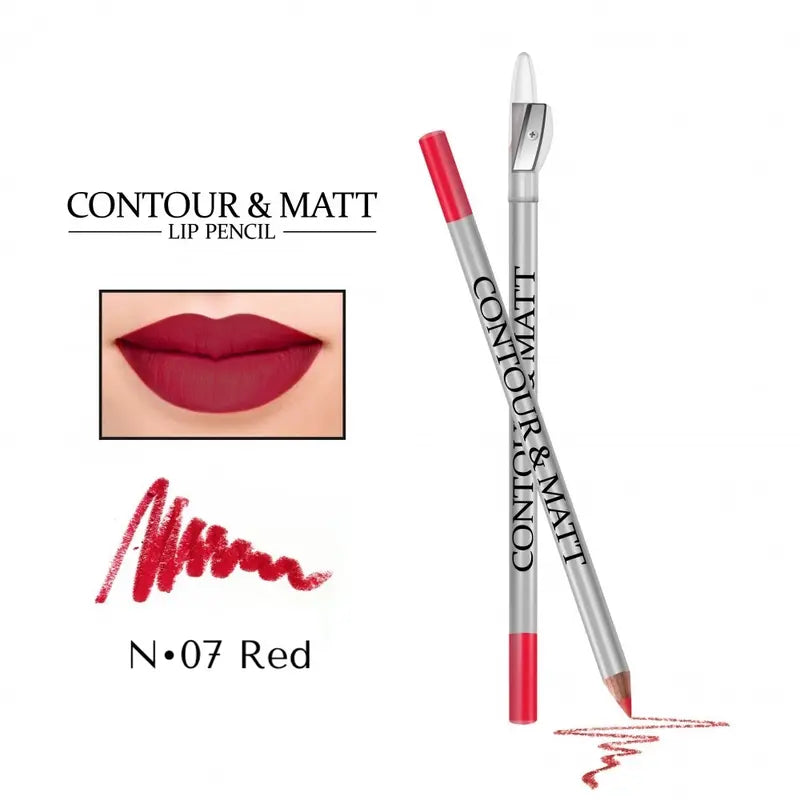 Waterproof Matte Lip Liner with Sharpener Long-Wear Contour & Definition Pencil