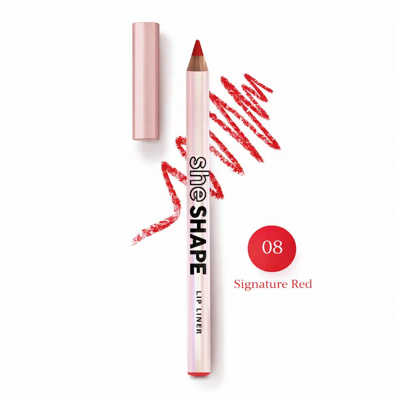 She Shape Lip Liner Pencil Long Lasting Lip Contour, Soft Creamy Formula Signature Red