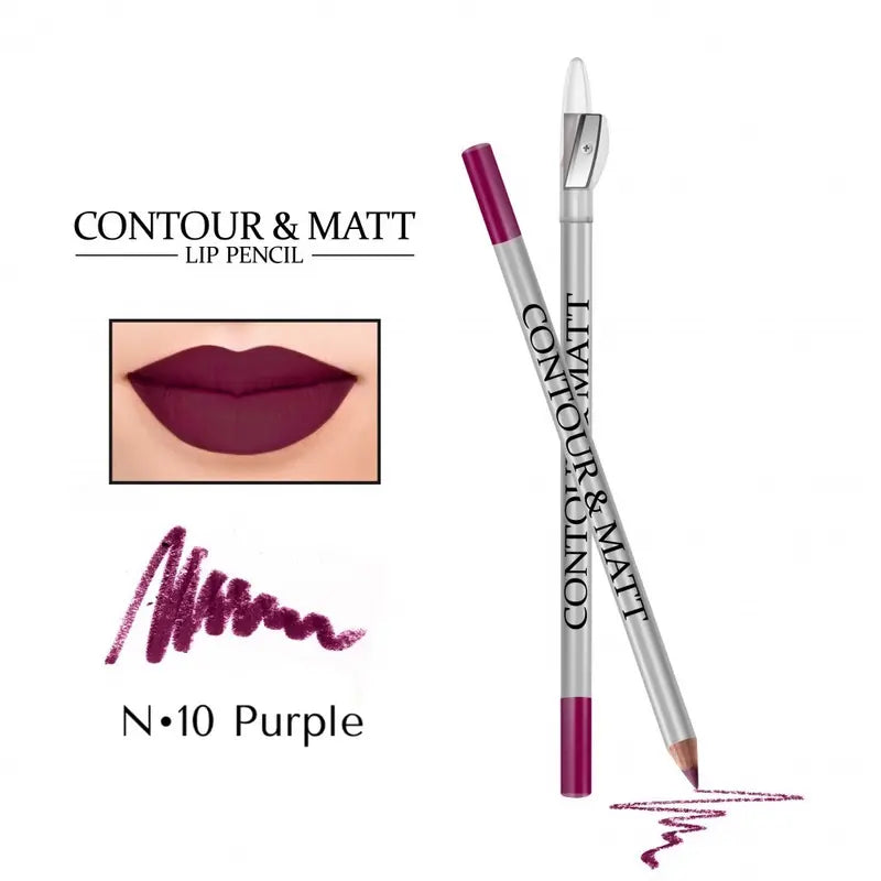 Waterproof Matte Lip Liner with Sharpener Long-Wear Contour & Definition Pencil