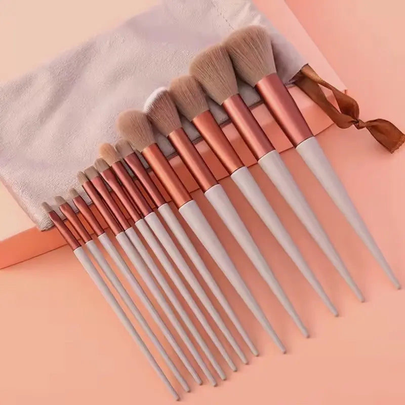 13-Piece Professional Makeup Brush Set – Elegant Design for Flawless, All-Over Makeup Application