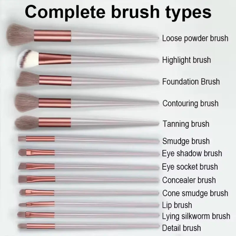 13-Piece Professional Makeup Brush Set – Elegant Design for Flawless, All-Over Makeup Application