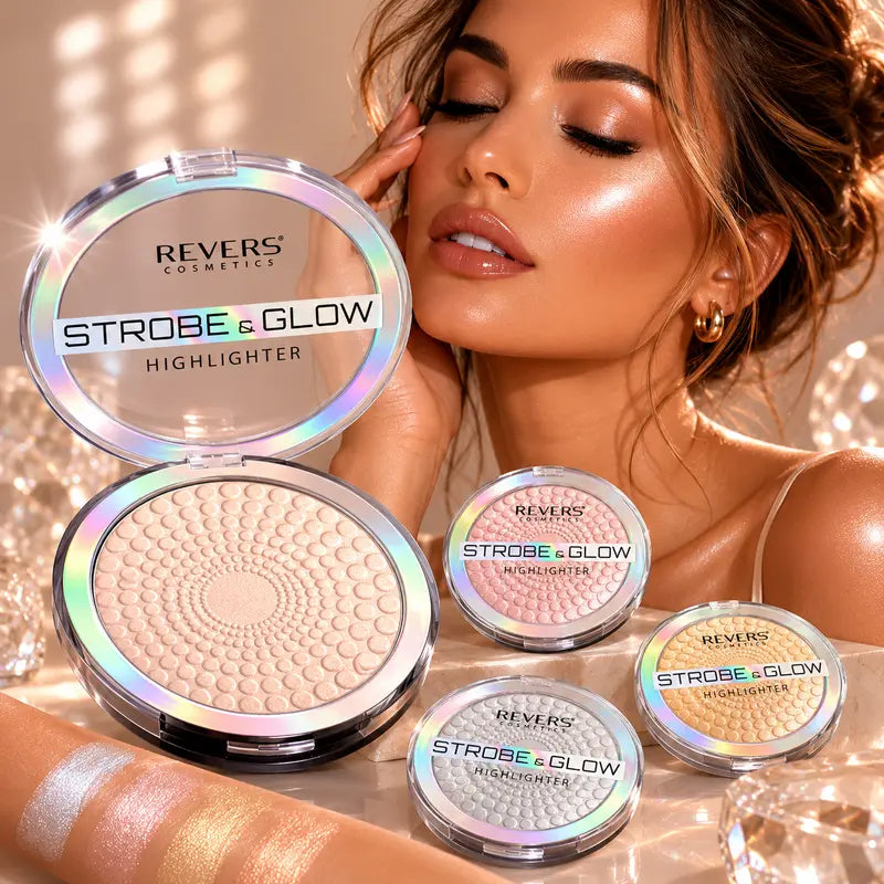 Strobe & Glow Pressed Powder Highlighter Face & Body Illuminator Pearl Radiant Luminous Glow Finish