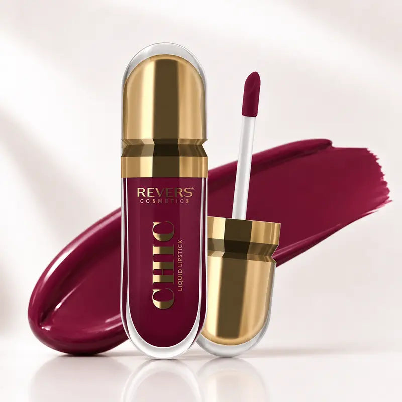 CHIC Liquid Lipstick Collection Long-Lasting Satin Finish Lip Colour Nude, Red & Mocha Shades