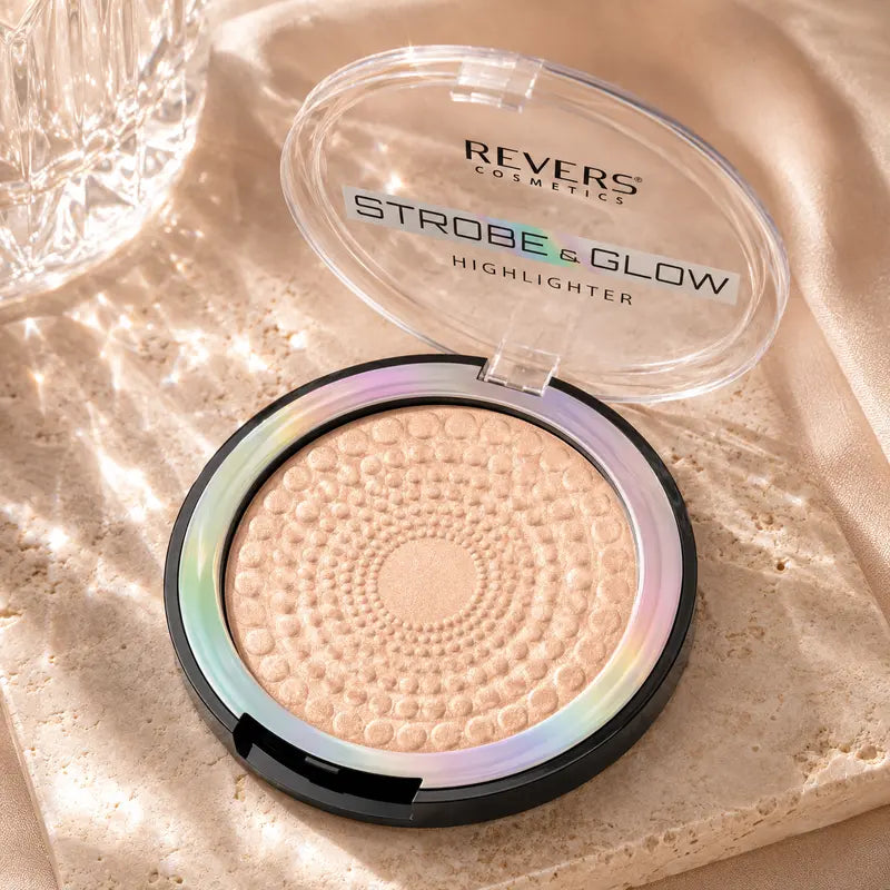 Strobe & Glow Champagne Pressed Powder Highlighter Face & Body Illuminator Radiant Luminous Glow Finish