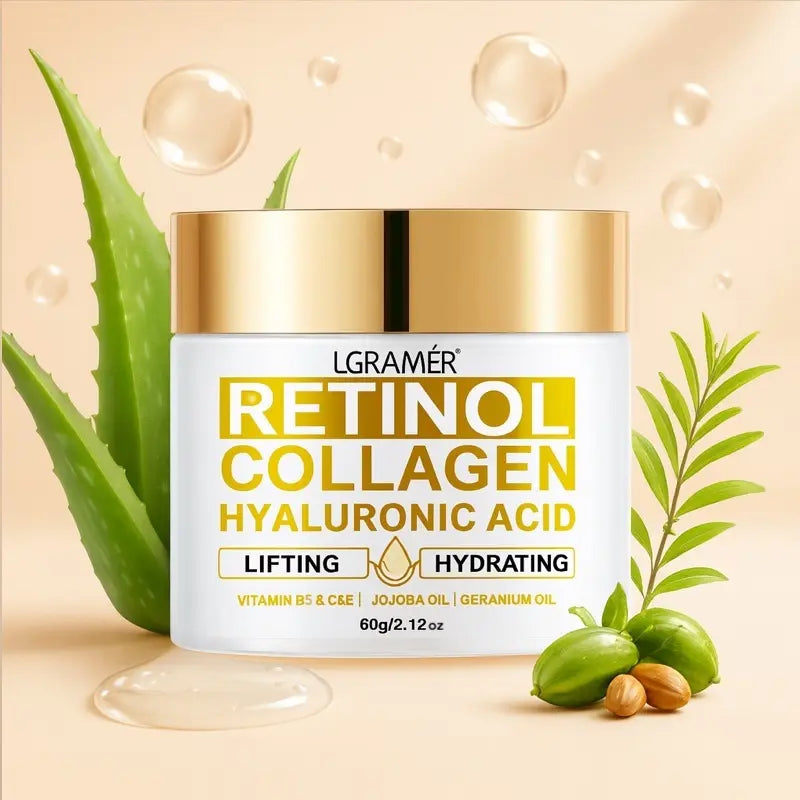 Retinol & Collagen Face Cream with Aloe Vera, Jojoba Oil & Tea Tree Extract - Anti-Aging, Hydrating & Revitalizing Formula