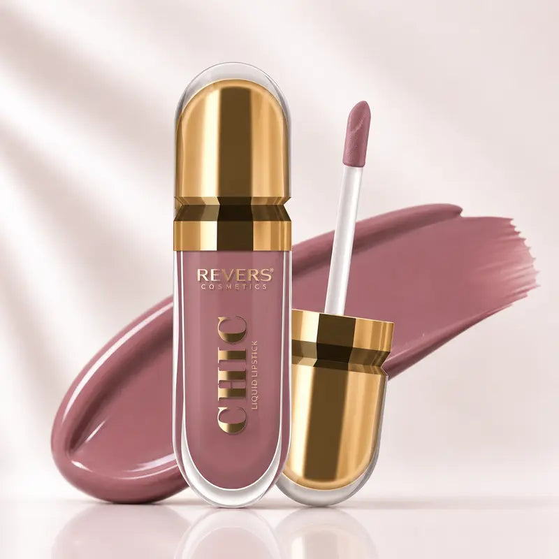 CHIC Liquid Lipstick Collection Long-Lasting Satin Finish Lip Colour Nude, Red & Mocha Shades