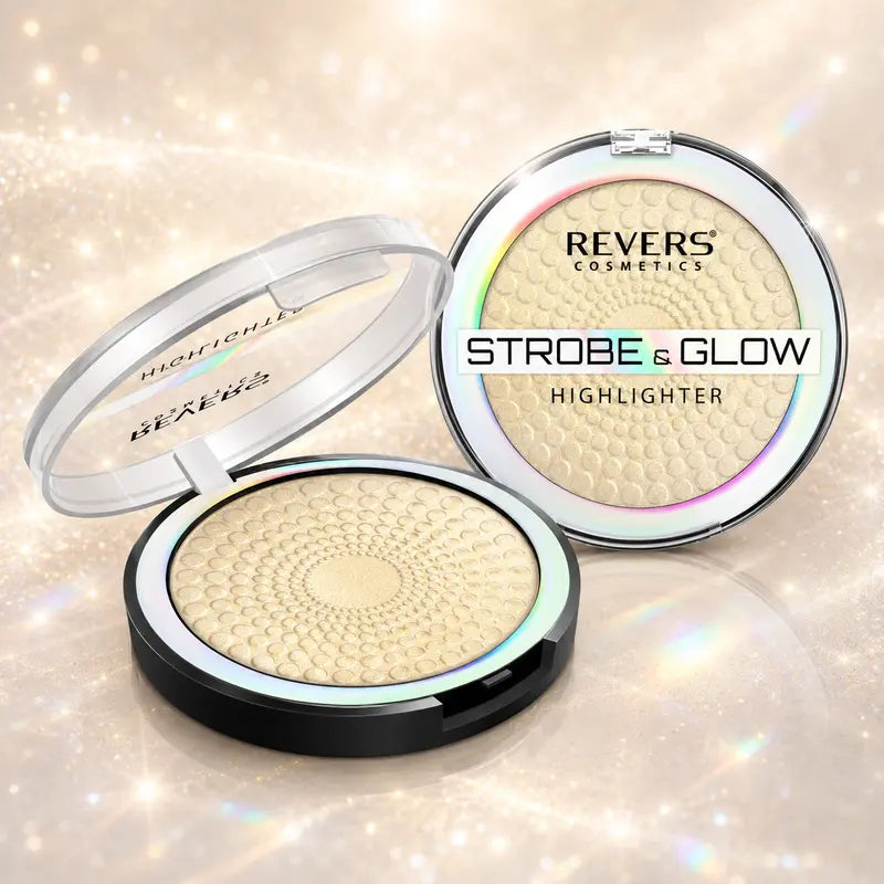 Strobe & Glow Treasure Pressed Powder Highlighter Face & Body Illuminator Golden Radiant Luminous Glow Finish