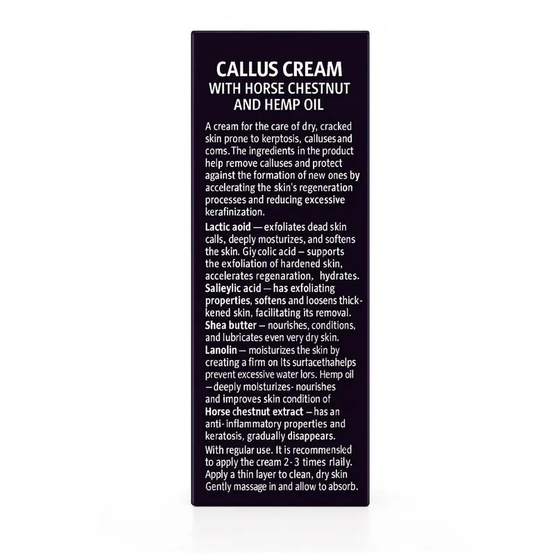 Callus Cream for Dry & Hardened Feet With Horse Chestnut & Hemp Oil Intensive Foot Care