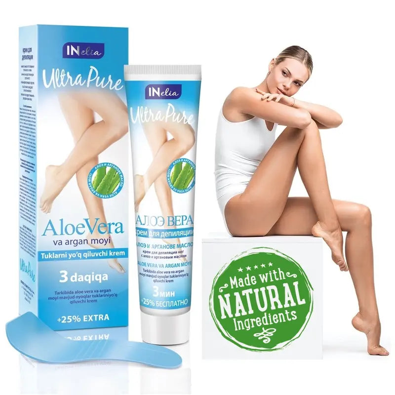 Ultra Pure Leg Hair Removal Cream with Aloe Vera & Argan Oil 125ml