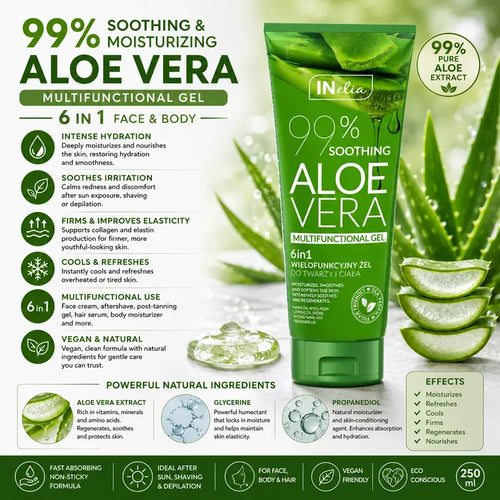 Aloe Vera 6-in-1 Soothing and Moisturizing Gel for Face & Body