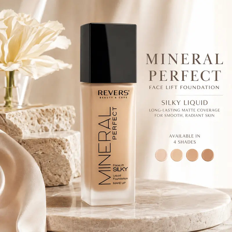 Anti-Aging Mineral Perfect Face Lift Foundation Long-Lasting Silky Liquid Matte Coverage 40ml
