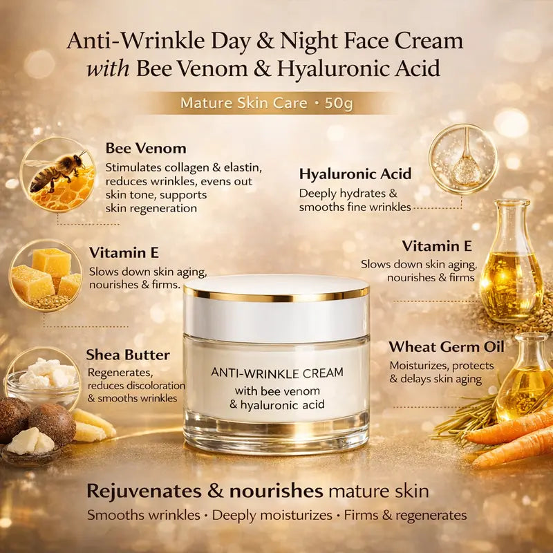 Day and Night Anti-wrinkle face cream with bee venom and hyaluronic acid