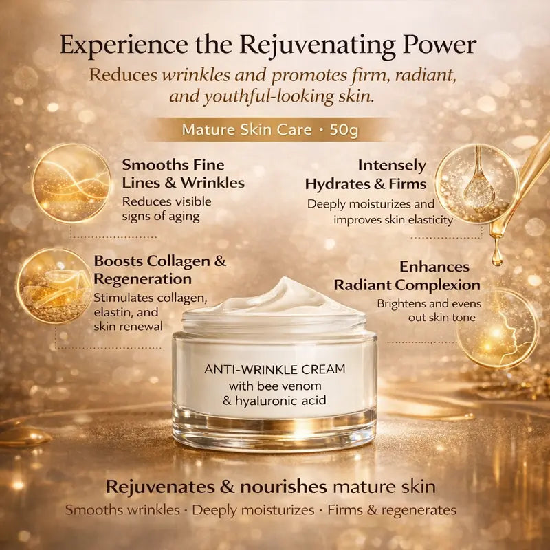 Day and Night Anti-wrinkle face cream with bee venom and hyaluronic acid