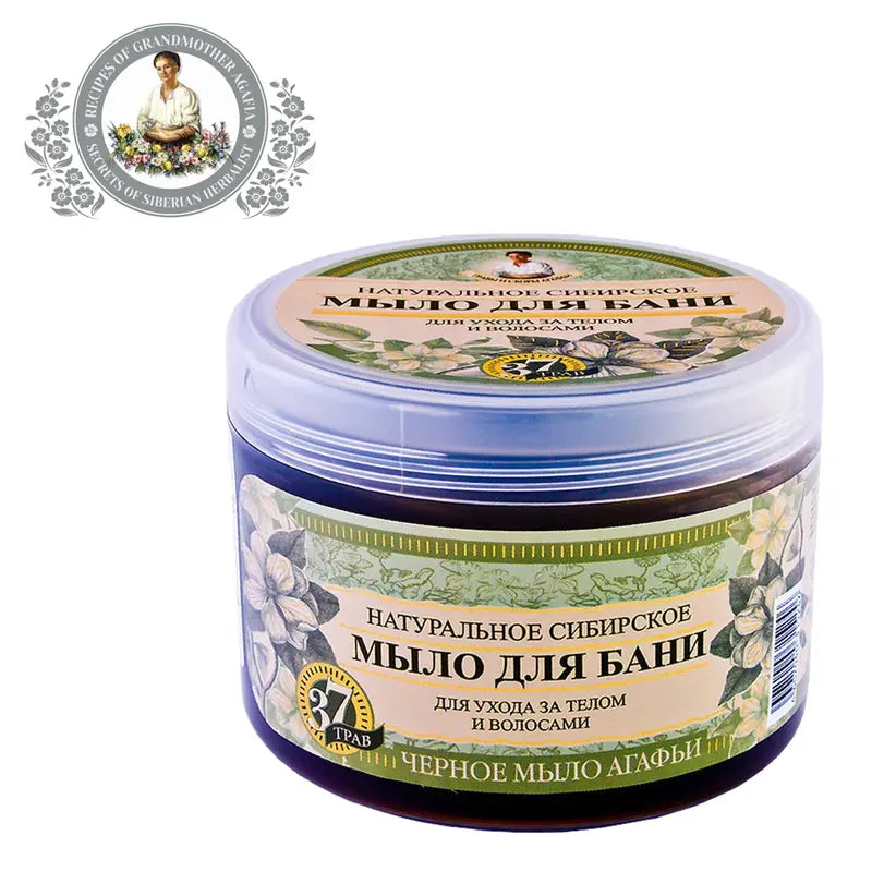 Grandma Babushka Agafia Siberian Black Soap & Shampoo 2-In-1 Body & Hair 500ml