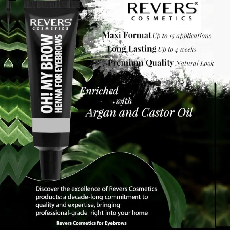 Black Eyebrow & Eyelash Henna Argan Oil & Castor Oil Permanent Brow Tint Dye Set Kit