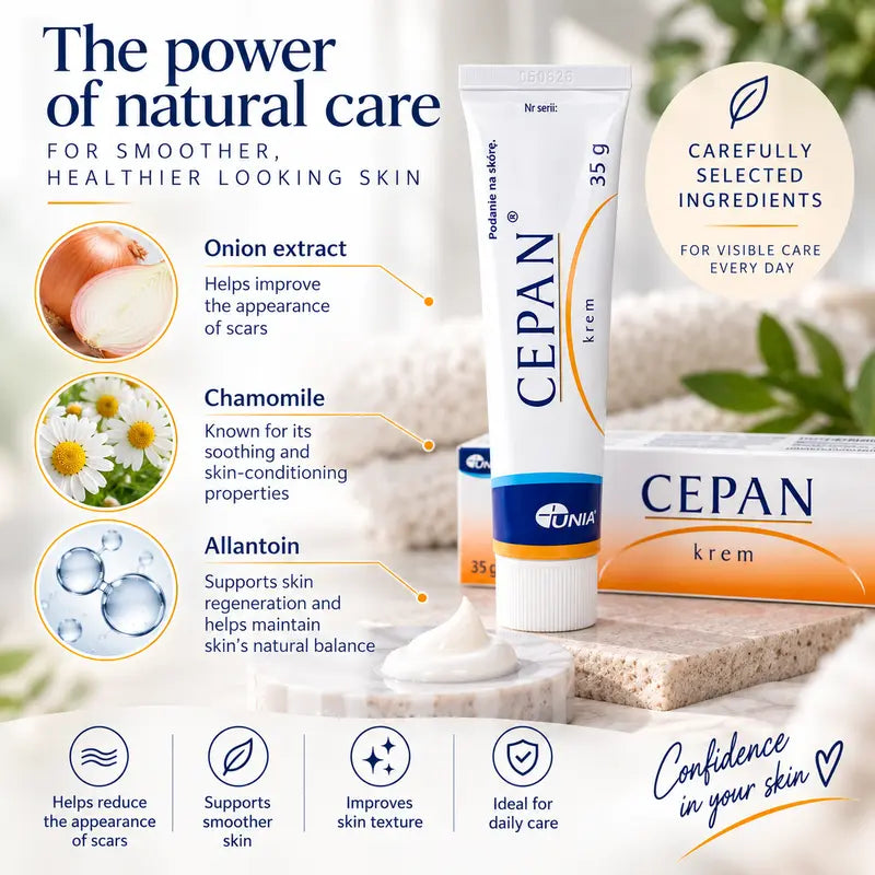 Cepan Scar Cream Scar Care Cream with Allantoin, Onion & Chamomile Extract Skin Smoothing & Regenerating Care