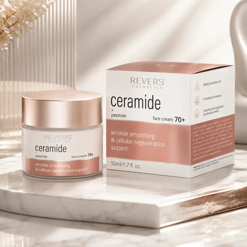 Ceramide Face Cream 70+ with Peptides Anti-Wrinkle & Firming Moisturiser Mature Skin Barrier Repair Deep Hydration 50ml