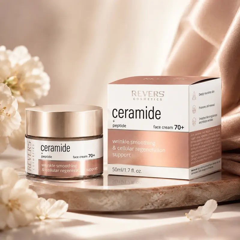 Ceramide Face Cream 70+ with Peptides Anti-Wrinkle & Firming Moisturiser Mature Skin Barrier Repair Deep Hydration 50ml