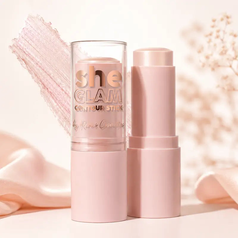 She GLAM Champagne Kisses Highlighter Stick Creamy Champagne Glow Stick with Radiant Glass-Skin Finish