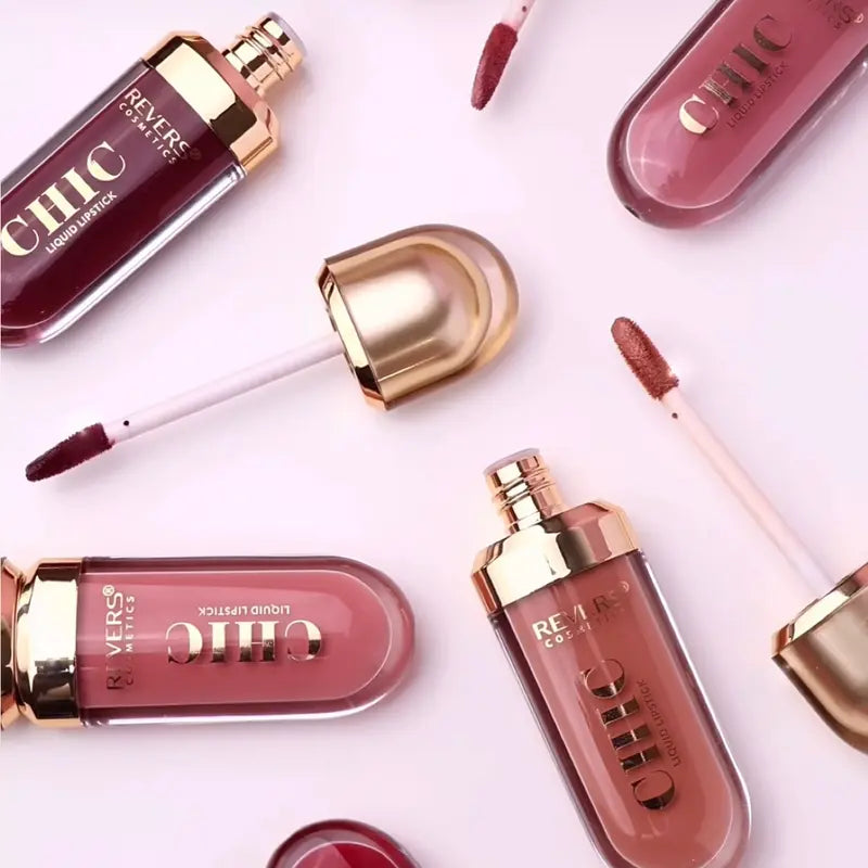 CHIC Liquid Lipstick Collection Long-Lasting Satin Finish Lip Colour Nude, Red & Mocha Shades