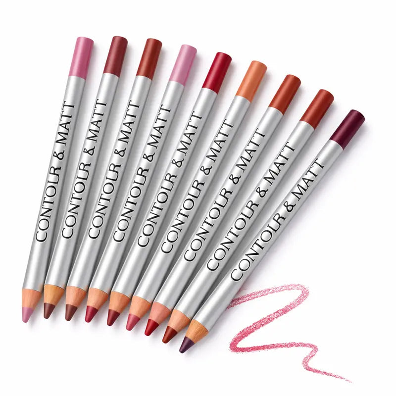 Set of Contour & Matt lip pencils on a white background