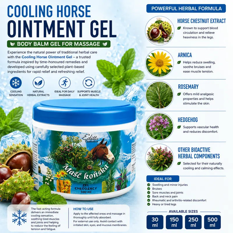 Horse Ointment Cooling Body Balm for Massage & Relief Maść Końska Chłodząca