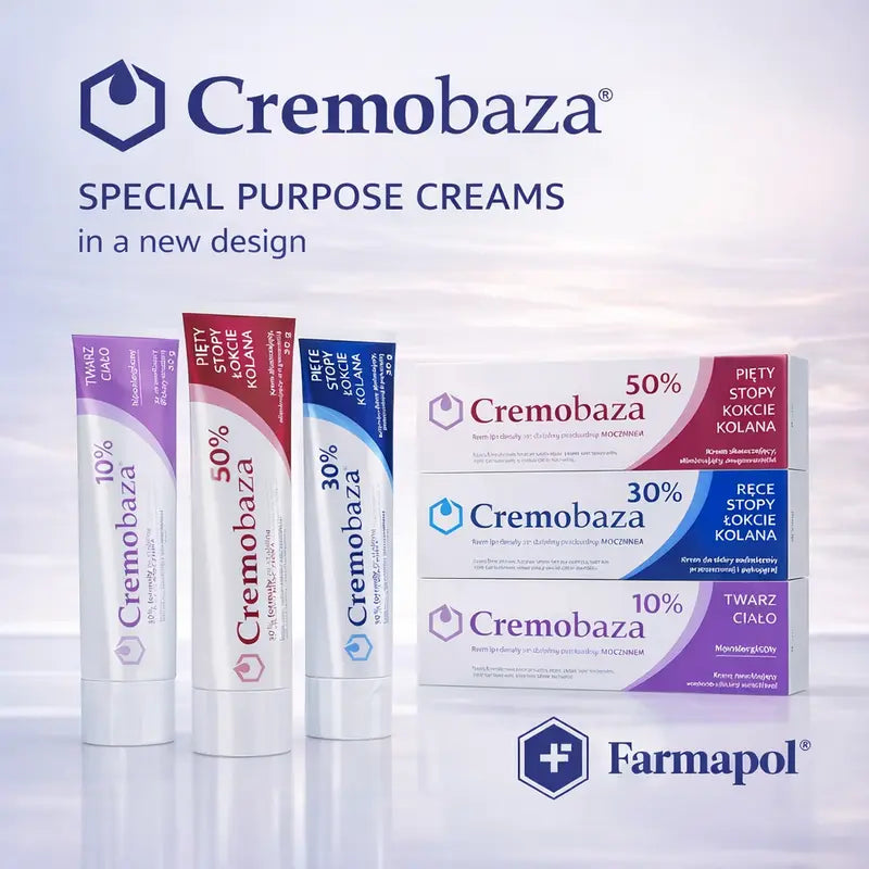 Cremobaza 10% 30% or 50% Urea Cream Hypoallergenic Moisturizing & Softening Face and Body Cream for Dry & Sensitive Skin