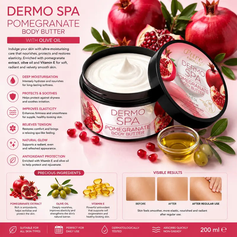 Dermo SPA Pomegranate Body Butter with Olive Oil Nourishment & Skin Hydration 200ml