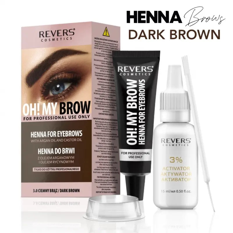 Henna Eyebrow & Eyelash Tint Brow Dye Set Argan Oil & Castor Oil Permanent Brow Tinting