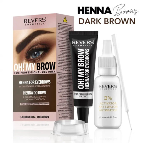 Henna for eyebrows and lashes permanent dye kit brow tint Dark brown