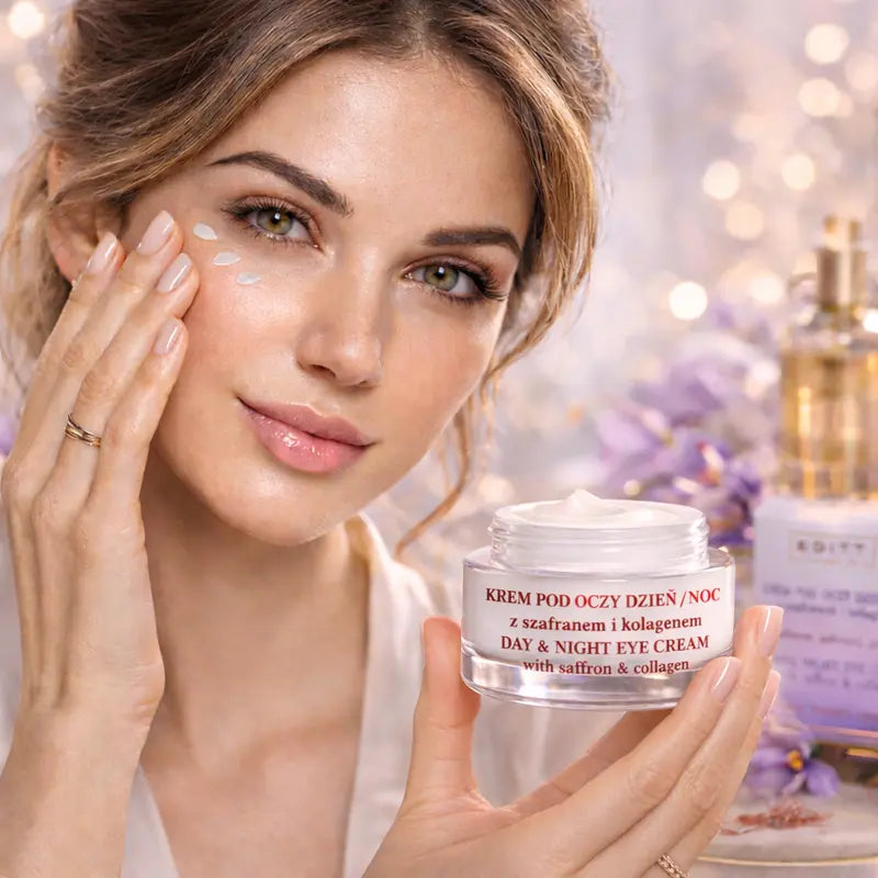 Day and Night Anti-Ageing Eye Cream with Saffron and Collagen Wrinkle Care and Hydration