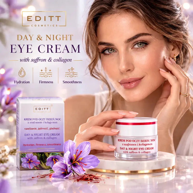 Day and Night Anti-Ageing Eye Cream with Saffron and Collagen Wrinkle Care and Hydration