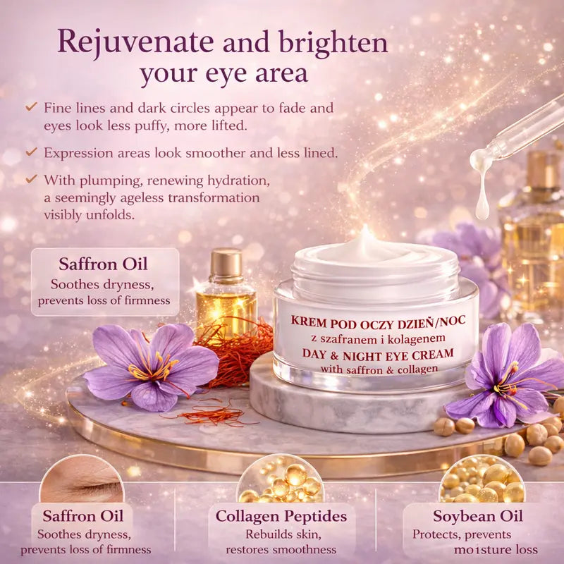  Day and Night Anti-Ageing Eye Cream with Saffron and Collagen Wrinkle Care and Hydration
