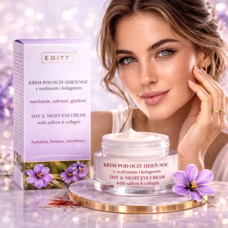 Day and Night Anti-Ageing Eye Cream with Saffron and Collagen Wrinkle Care and Hydration
