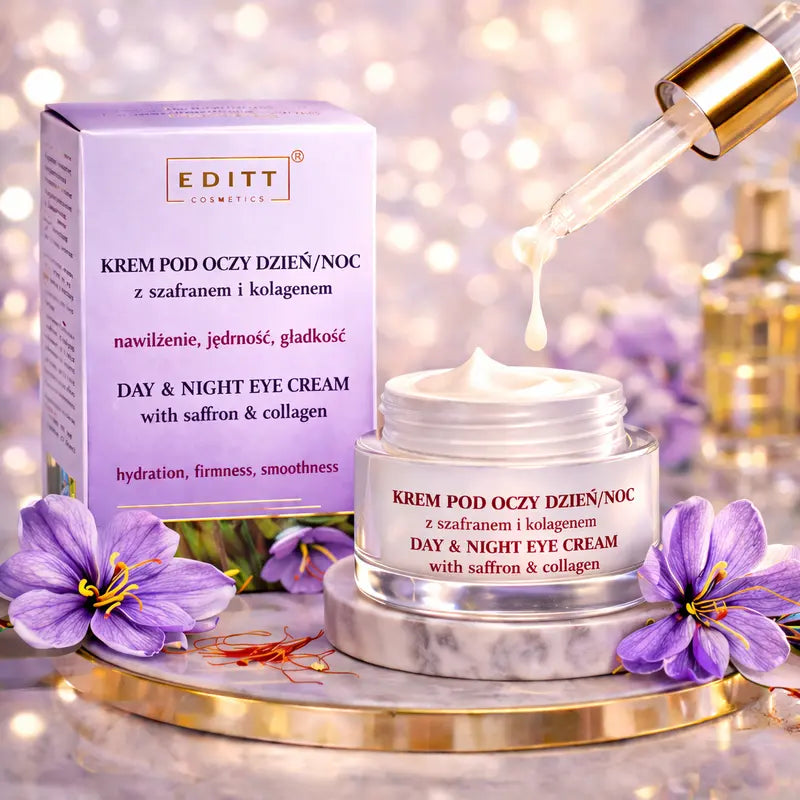 Day and Night Anti-Ageing Eye Cream with Saffron and Collagen Wrinkle Care and Hydration